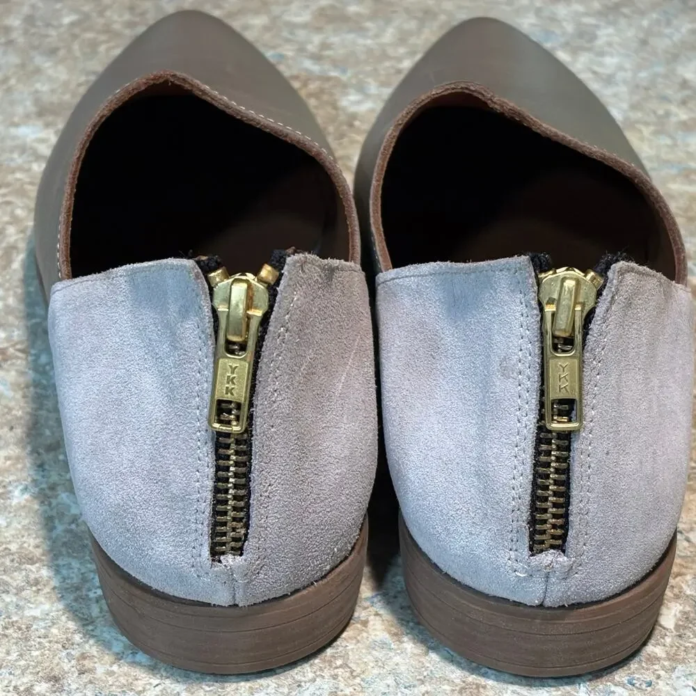 Bueno Beau Pointed Toe Loafer Slip on Leather Suede Gray Quiet Luxury Shoes 39